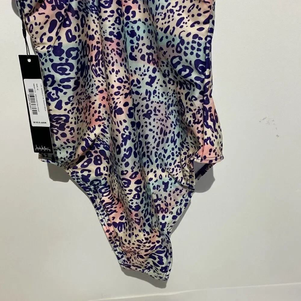Nicole Miller Studio Iris Cheetah Print Racerback One Piece Swimsuit NMOP-114‎ M